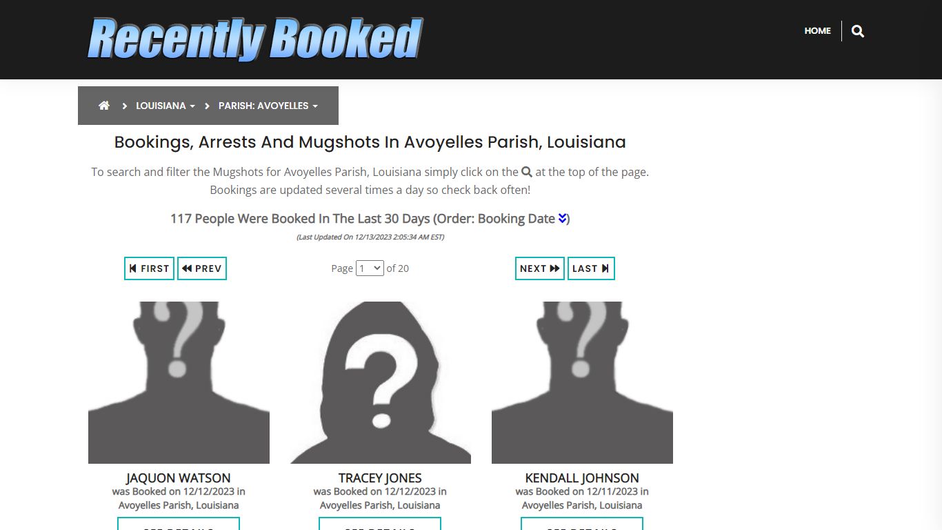 Bookings, Arrests and Mugshots in Avoyelles Parish, Louisiana